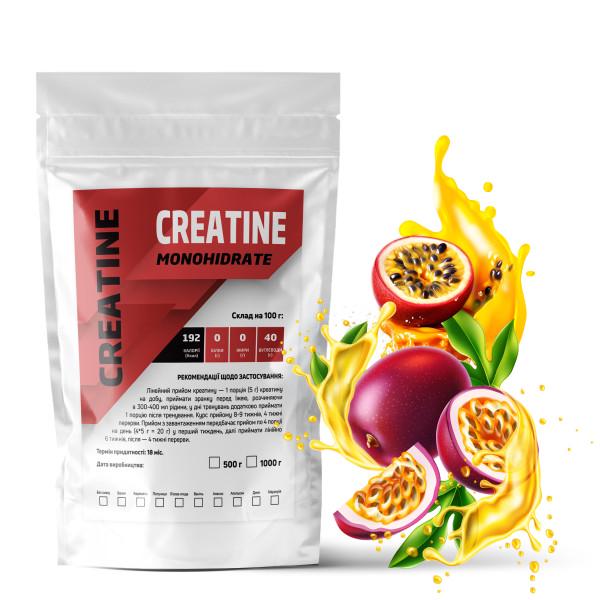 Креатин моногідрат Creatine Monohіdrate 99,9% на 100 порцій 500 г Маракуйя (21-125-cre-m500)