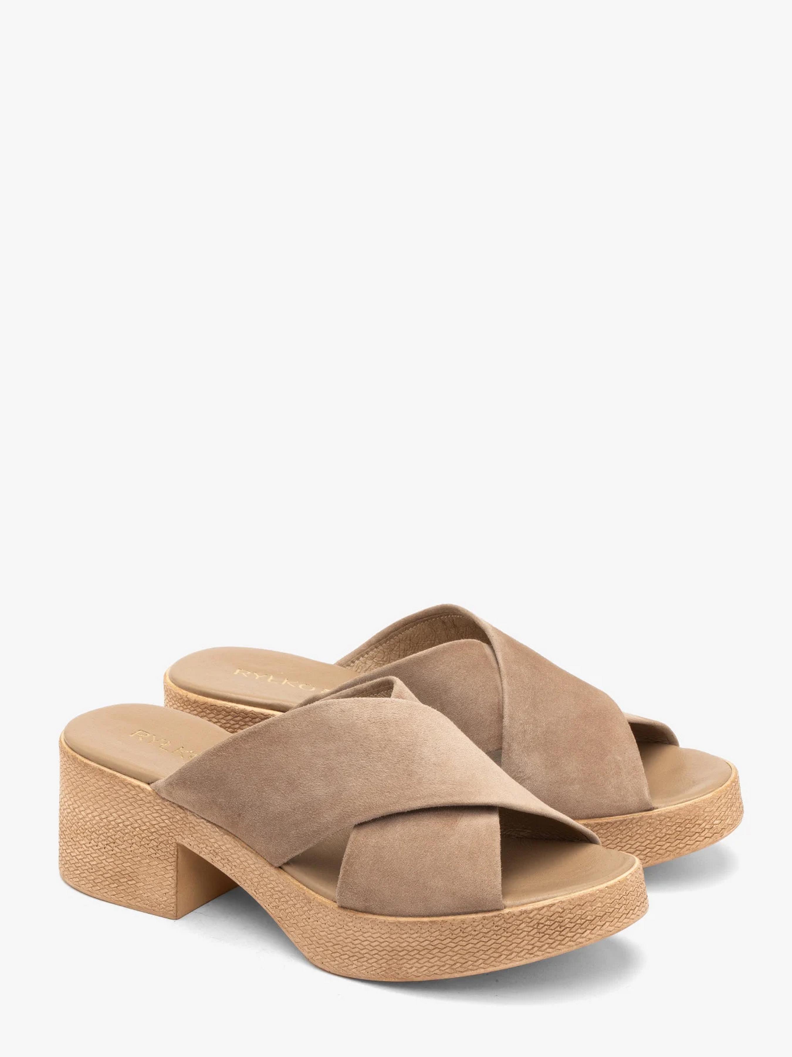 Шлепанцы женские замшевые на платформе RYLKO р. 38 Бежевый (3MGI7_U_ _4RG)