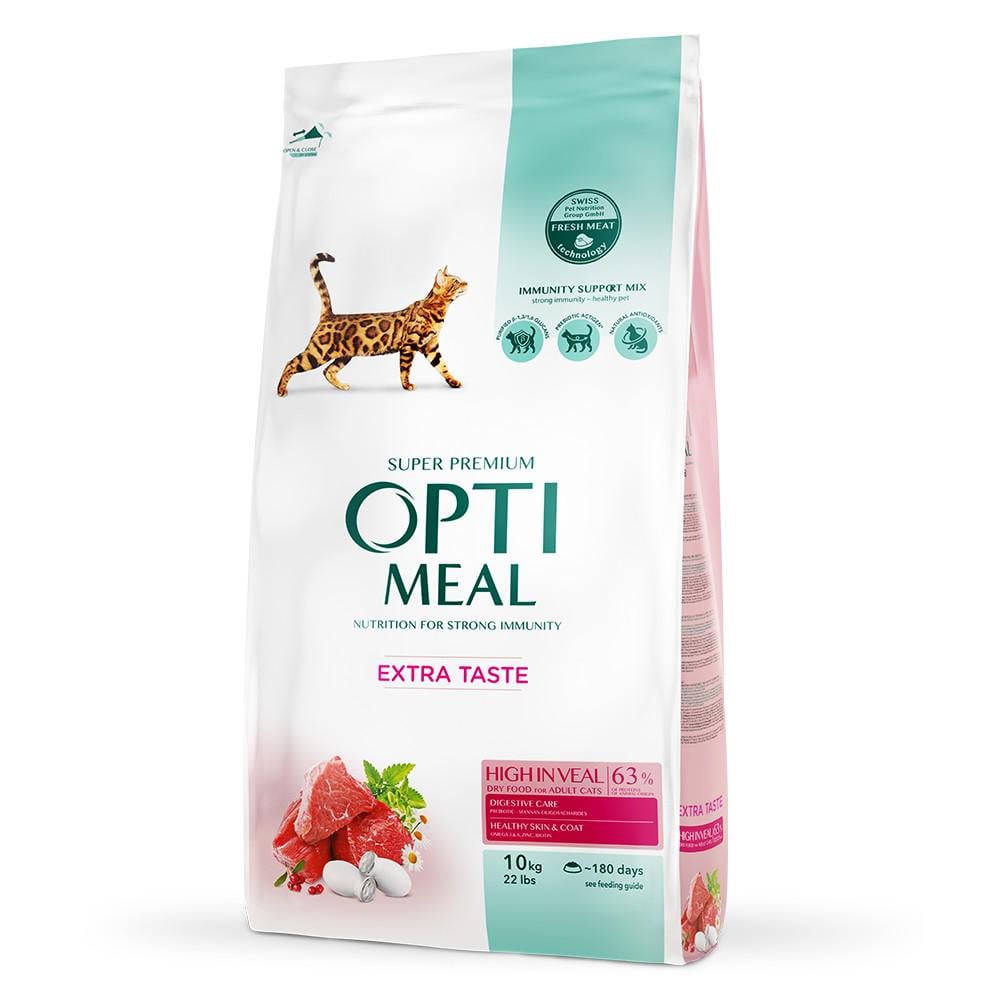 Сухий корм Optimeal для дорослих кішок зі смаком Телятини 10 кг (4820083906138)