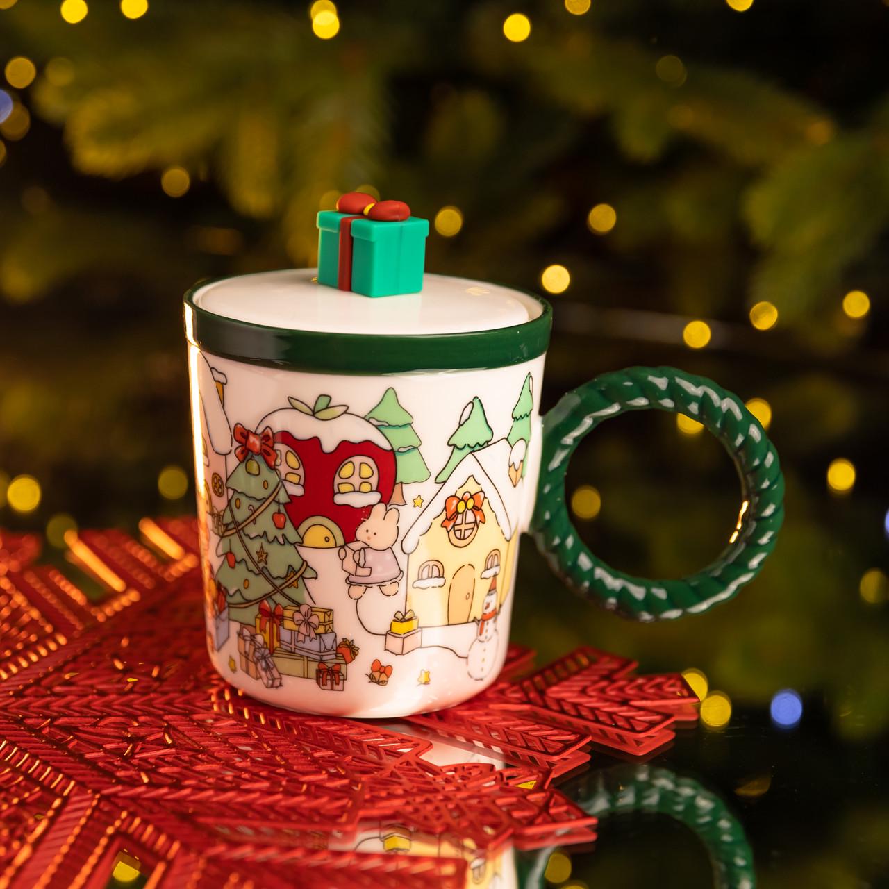 Чашка порцелянова Подарунок з кришкою 400 мл (FM-CS-36C) - фото 1 Чашка порцелянова Подарунок з кришкою 400 мл (FM-CS-36C) - фото 1