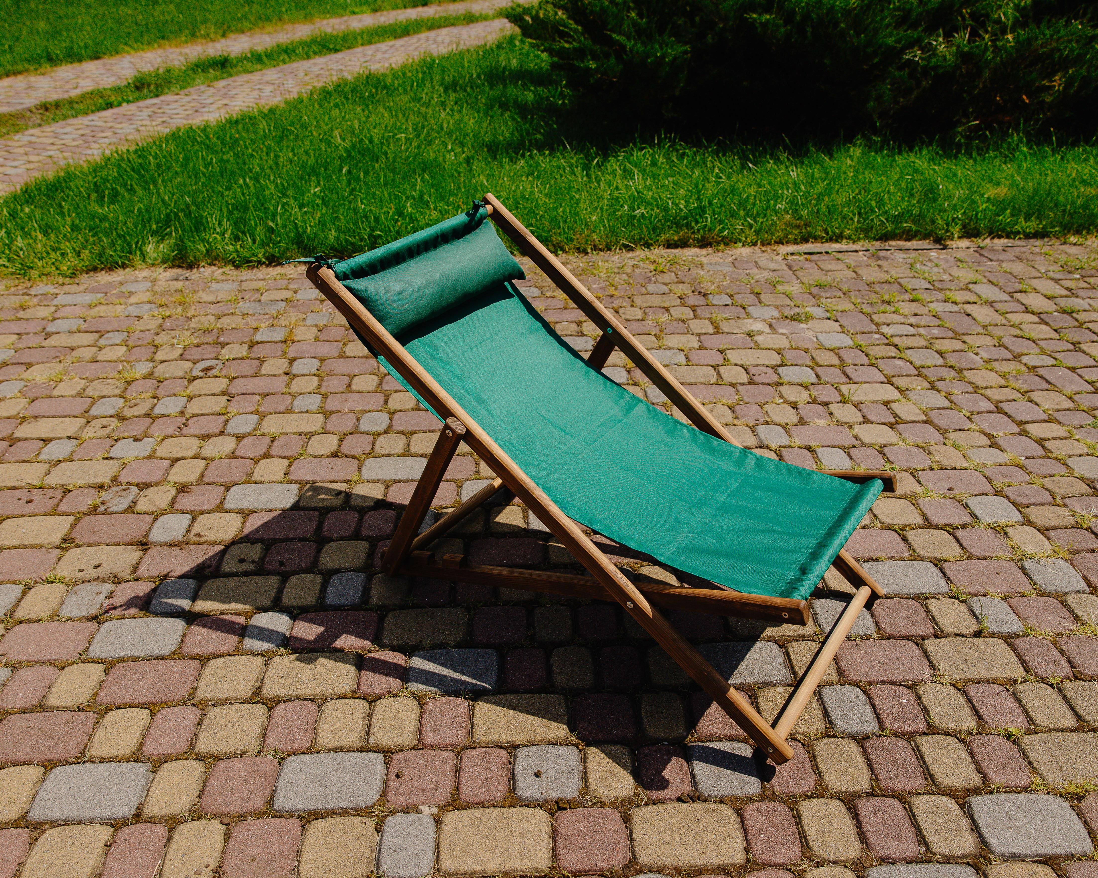 Шезлонг для дачи тканевый XRmaster с подушкой Коричневый/Зеленый (КШ-014/2) - фото 3 Шезлонг для дачи тканевый XRmaster с подушкой Коричневый/Зеленый (КШ-014/2) - фото 3