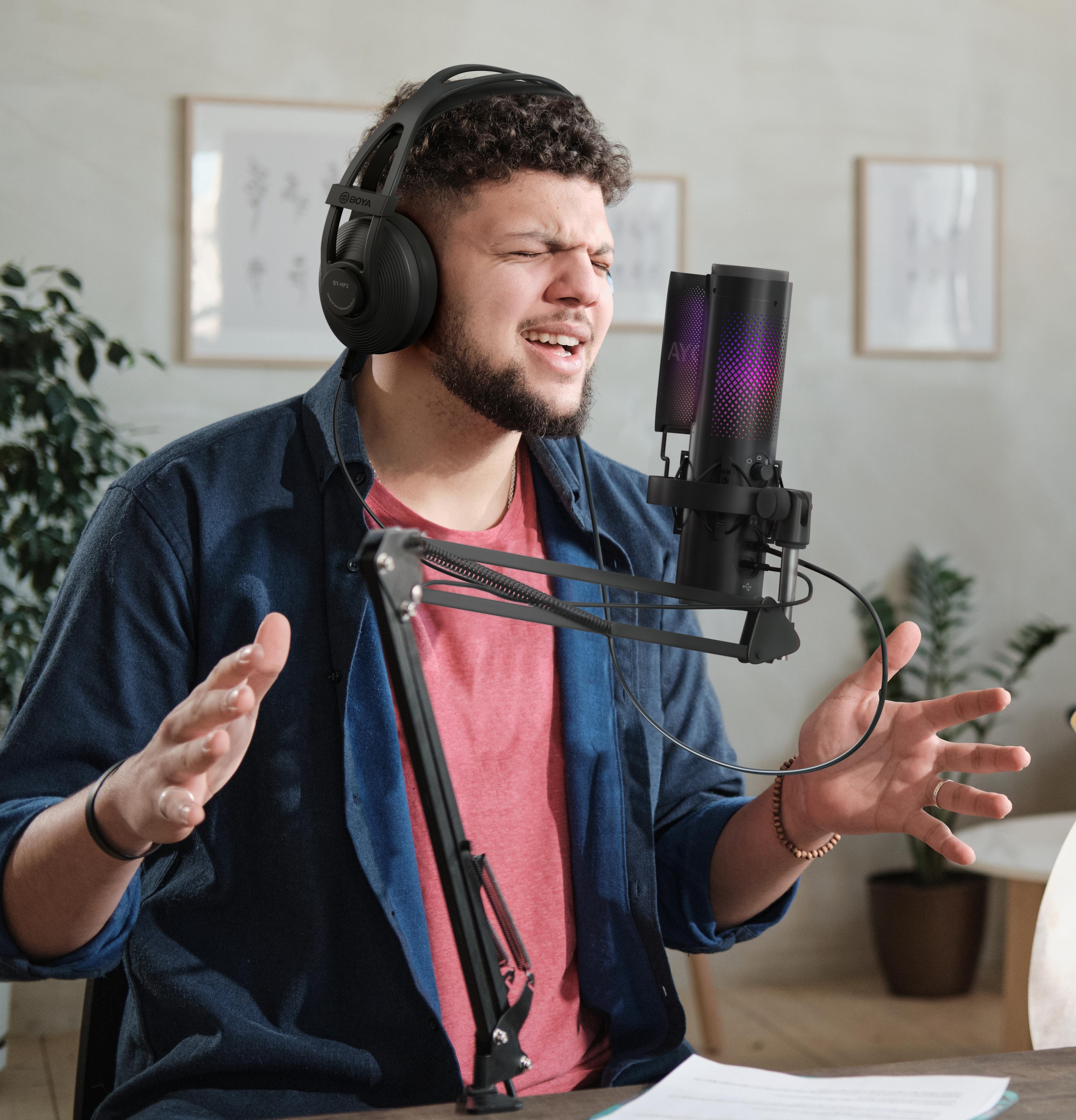 Микрофон BOYA K9 для блоггеров с RGB подсветкой и стойким пантографом (51004) - фото 4 Микрофон BOYA K9 для блоггеров с RGB подсветкой и стойким пантографом (51004) - фото 4