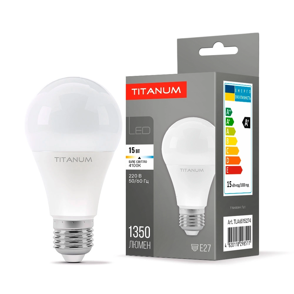 LED-лампа TITANUM A65 15W E27 4100K (TLA6515274)