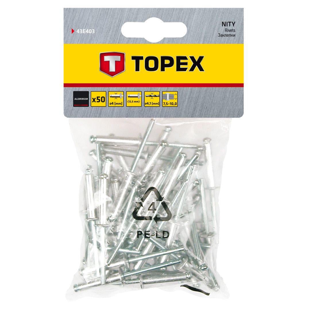 Заклепки Topex алюминиевые 4x12,5 мм 50 шт. (23497)