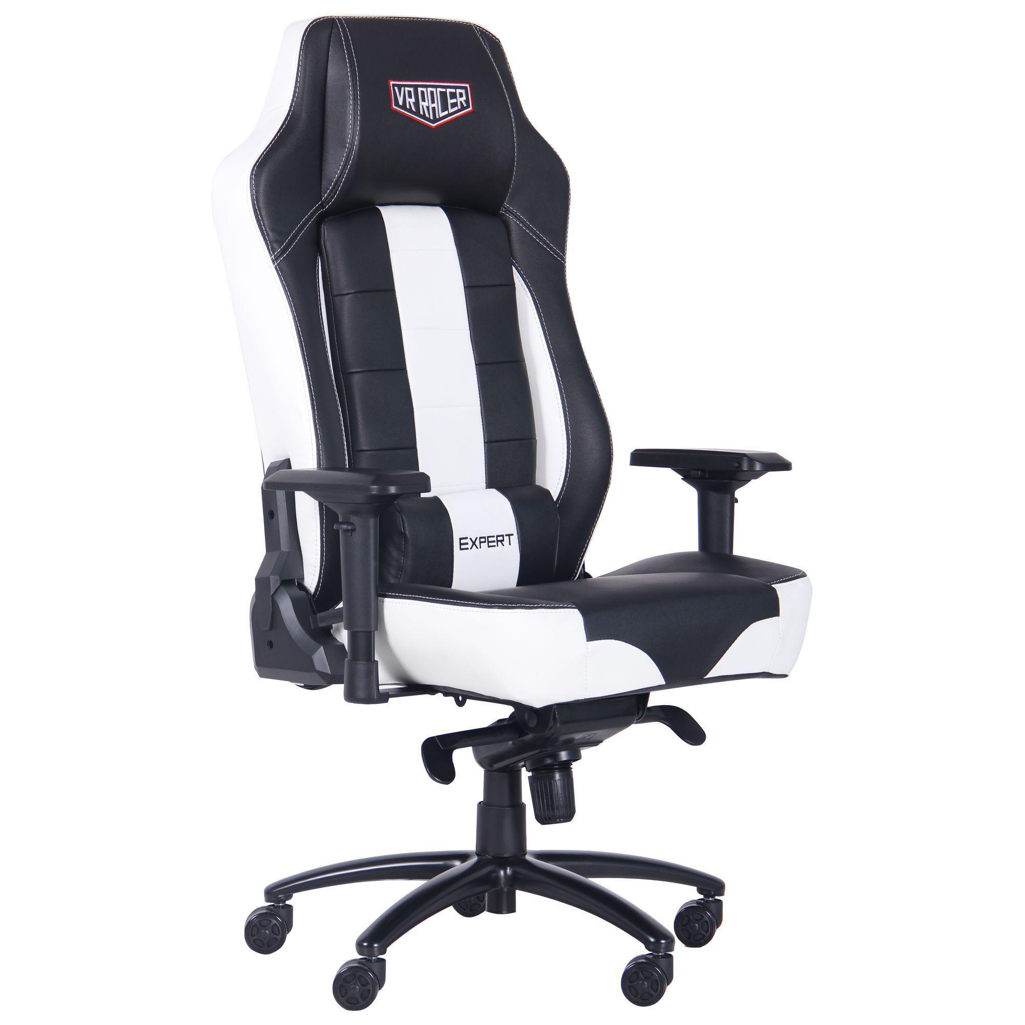Геймерское кресло AMF VR Racer Expert Superb для офиса 1300х80х760х700 кожзаменитель Черный/Белый