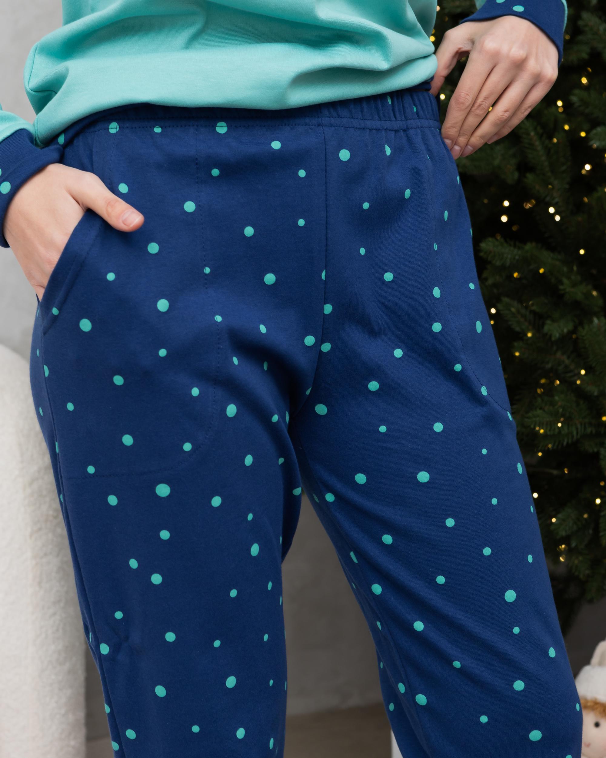 Пижама женская со штанами в горошек Гномик Интерлок 96813 L Темно-бирюзовый - фото 3 Пижама женская со штанами в горошек Гномик Интерлок 96813 L Темно-бирюзовый - фото 3