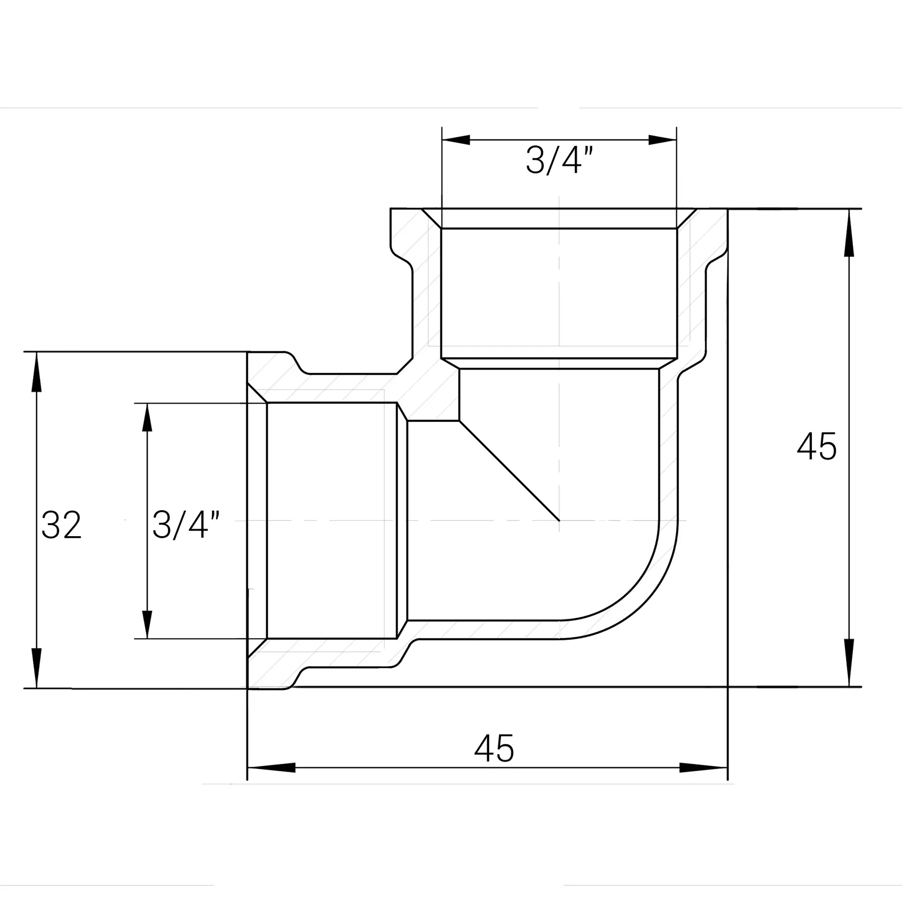 Угольник штампованный никель 3/4" ВРх3/4" ВР (А0102-1Анк VA) - фото 3