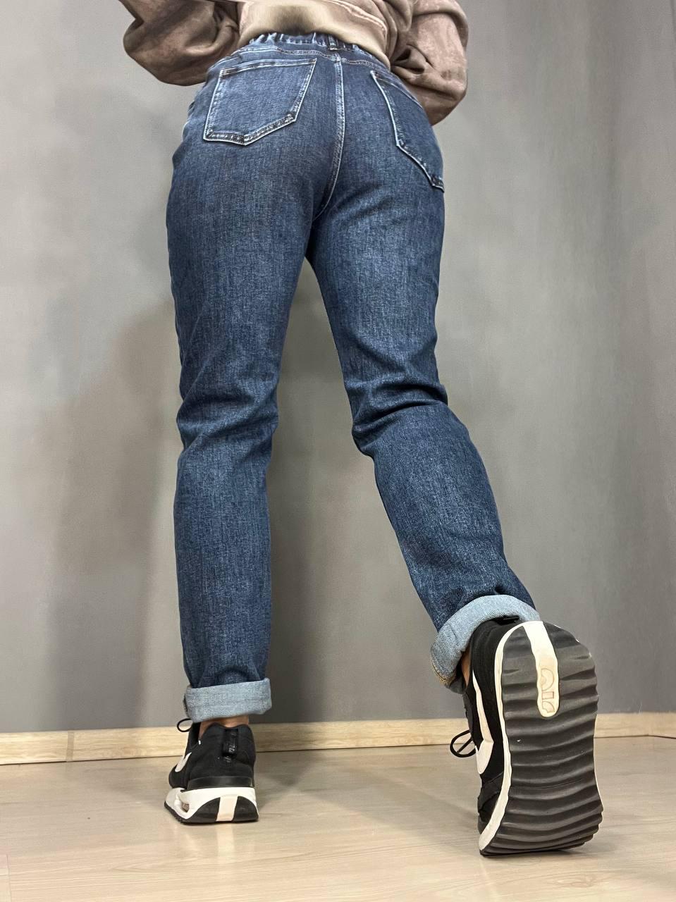 Джинсы женские Vanver 8003 MOM jeans с резинкой на талии стрейчевые высокая посадка р. 36 Темно-синий (3298) - фото 10