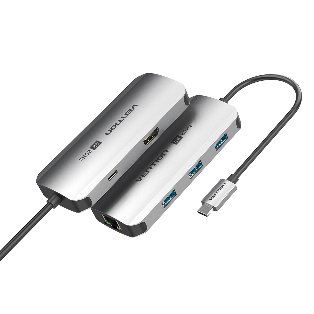 Док-станция Vention 6в1 USB-C/3 USB-A 3.0/HDMI/Thunderbolt 3/4/RJ45 Серый (TQHHB)