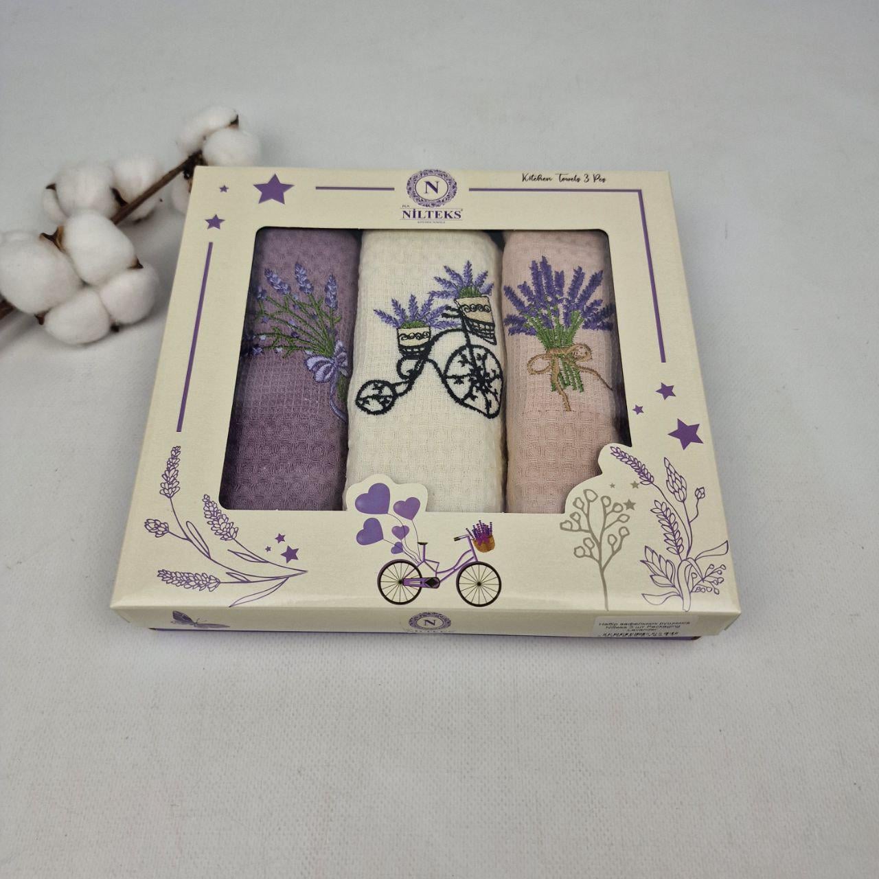 Набор вафельных полотенец Nilteks Packaging Lavander 3 шт. (CN41887)