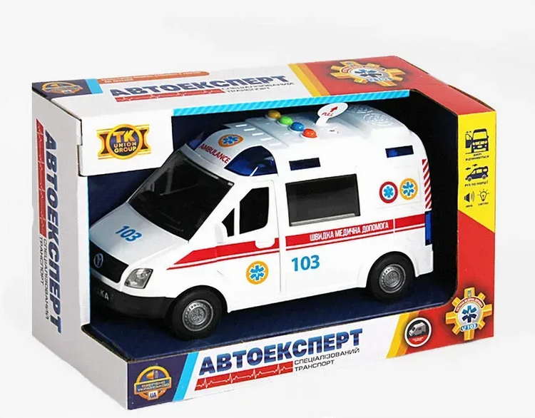 Машина Швидка допомога 89091 тематичні фрази та пісні/підсвічування/відчиняються двері/інерція/гумові колеса