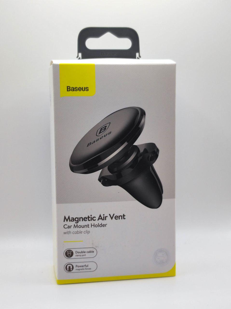 Автотримач для телефону магнітний Baseus Magnetic Air Vent в повітропровід з тримачем для кабелю