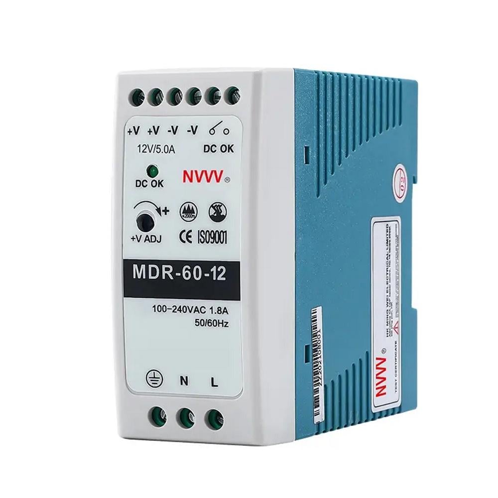 Блок питания на DIN-рейке NVVV 60W 5A 12V MDR-60-12