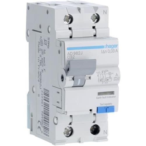 Дифференциальный автоматический выключатель 1+N, 32A, 30 mA, C, 6 КА, A, 2м AD982J