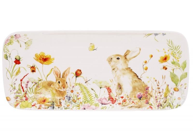 Блюдо прямоугольное пасхальное Зайчики в цветах 37,2х16,2х3 см (733712) Блюдо прямоугольное пасхальное Зайчики в цветах 37,2х16,2х3 см (733712)