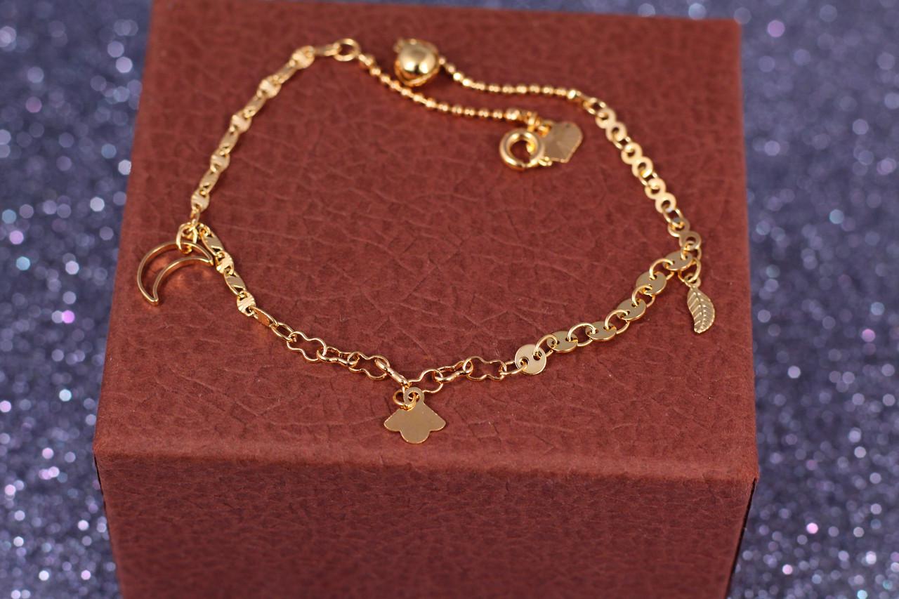 Браслет на ногу Xuping Jewelry Місяць та пір'їнки 24 см 2 мм Золотистий (1486434676)