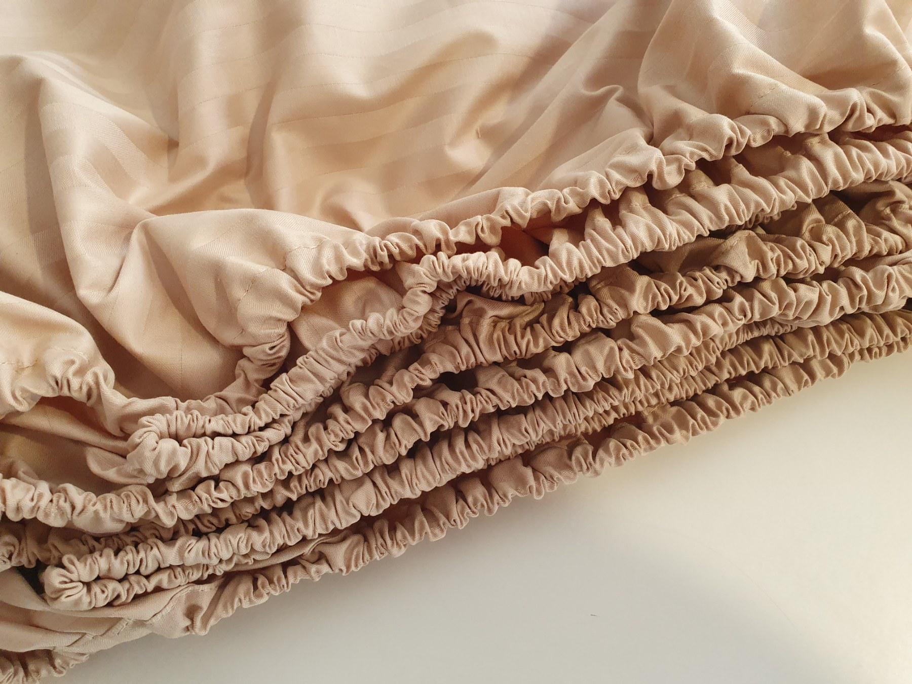 Простынь на резинке Текстилія страйп-сатин 140х200 см Бежевый (01020511) - фото 2 Простынь на резинке Текстилія страйп-сатин 140х200 см Бежевый (01020511) - фото 2
