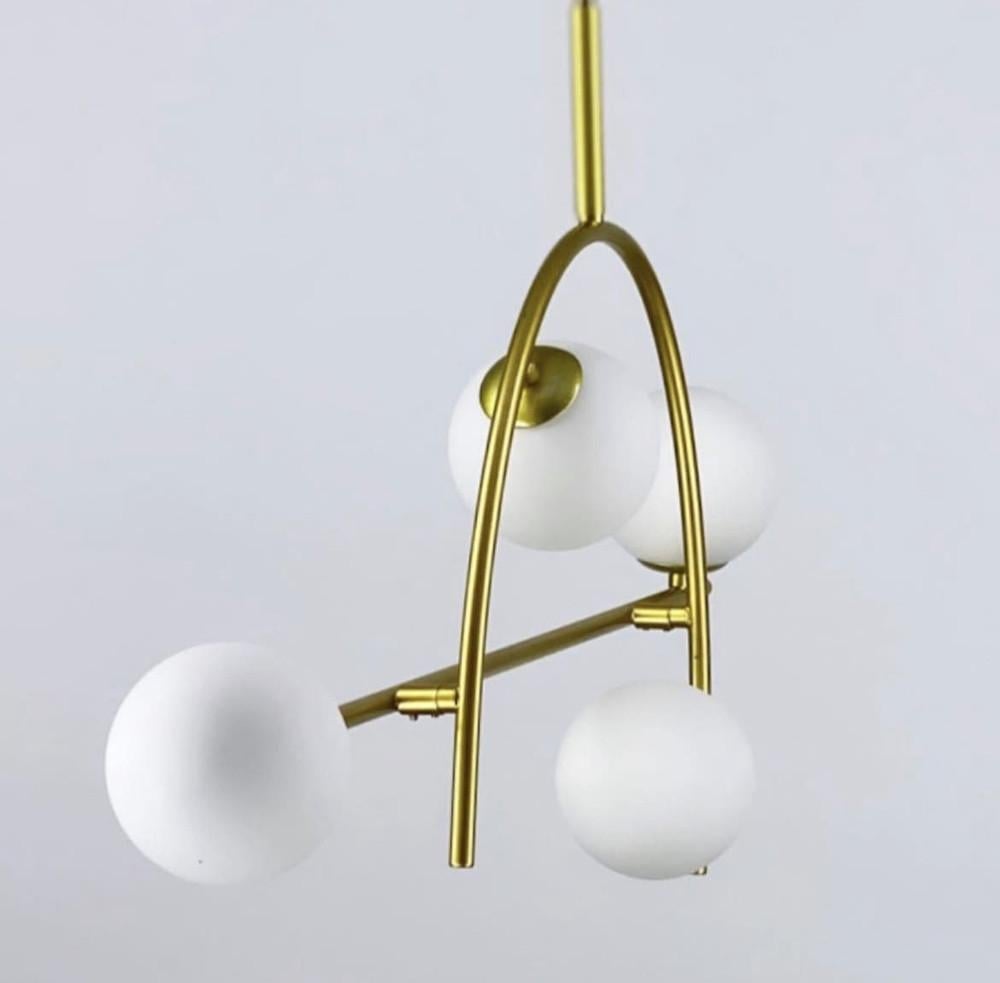 Люстра на 4 мініатюрних білих матових плафони Золотий (YG 8014-4 D GD) - фото 5