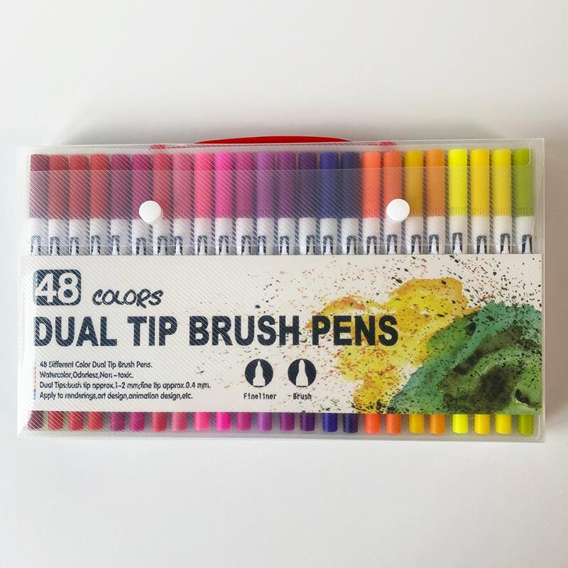 Маркеры-линеры Dual Tip Brush Pens на водной основе двухсторонние 48 шт Маркеры-линеры Dual Tip Brush Pens на водной основе двухсторонние 48 шт
