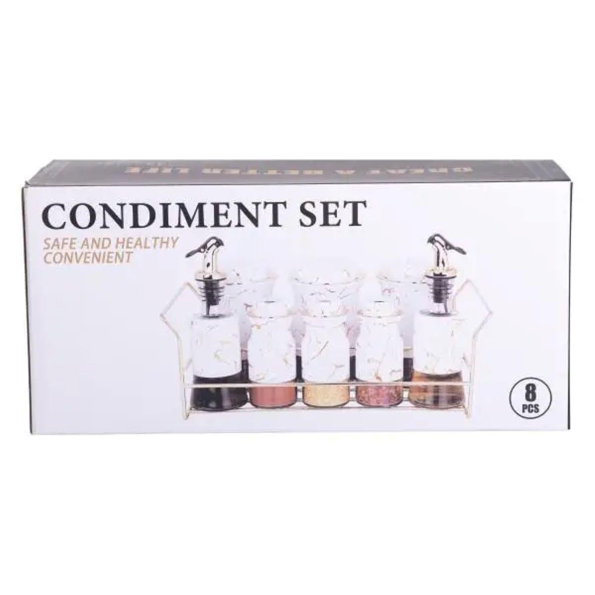 Набір для спецій на підставці з пляшками для олії та оцту 8 предметів Білий (HP-1360W) - фото 9