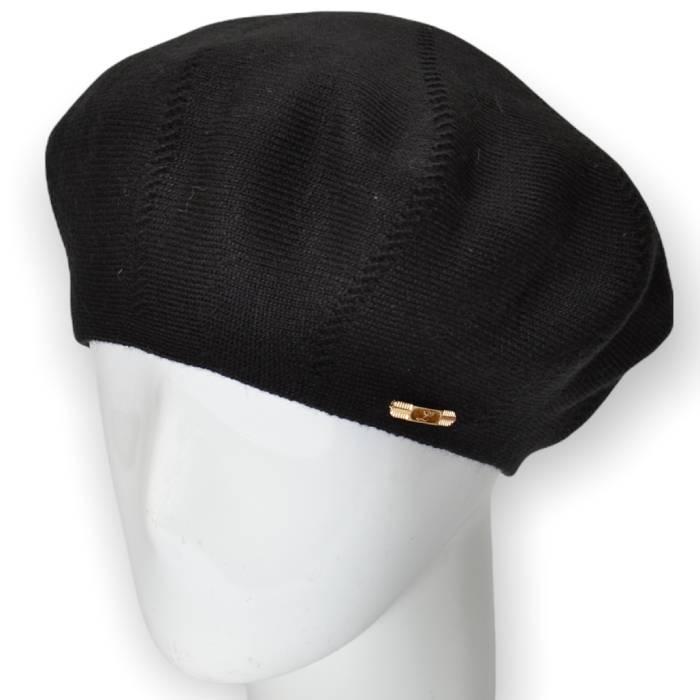 Берет женский Lirus Алиса из шерсти двойной тонкой вязки Черный