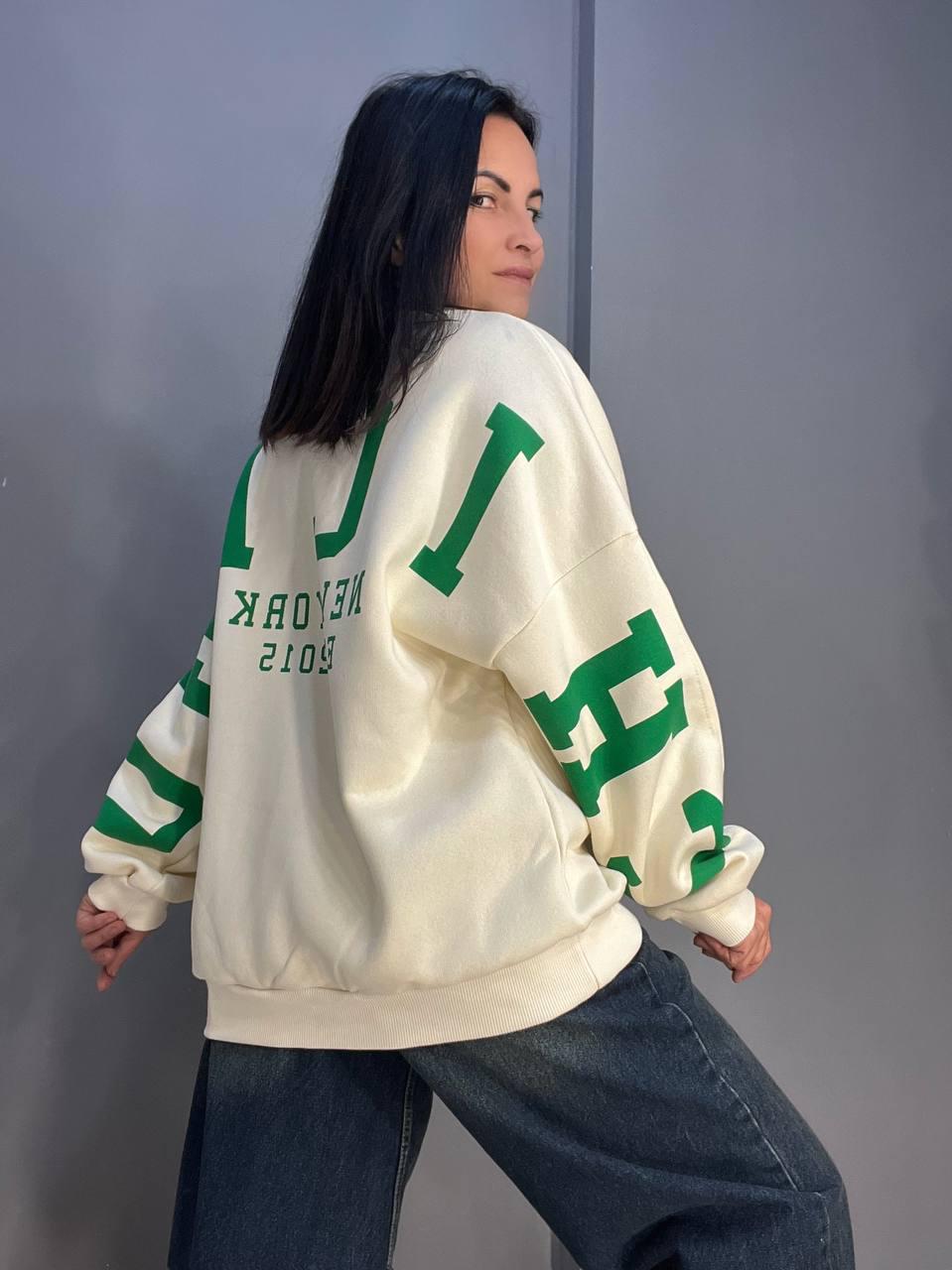 Свитшот женский DAVRAS 8174 CHICAGO удлиненный утепленный на флисе OS Молочный (1240) - фото 10 Свитшот женский DAVRAS 8174 CHICAGO удлиненный утепленный на флисе OS Молочный (1240) - фото 10