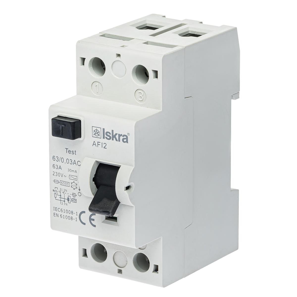 Устройство защитного отключения 63A 1Р+N АС 30 mA  230/400В ISKRA AFI2 (786101156000)