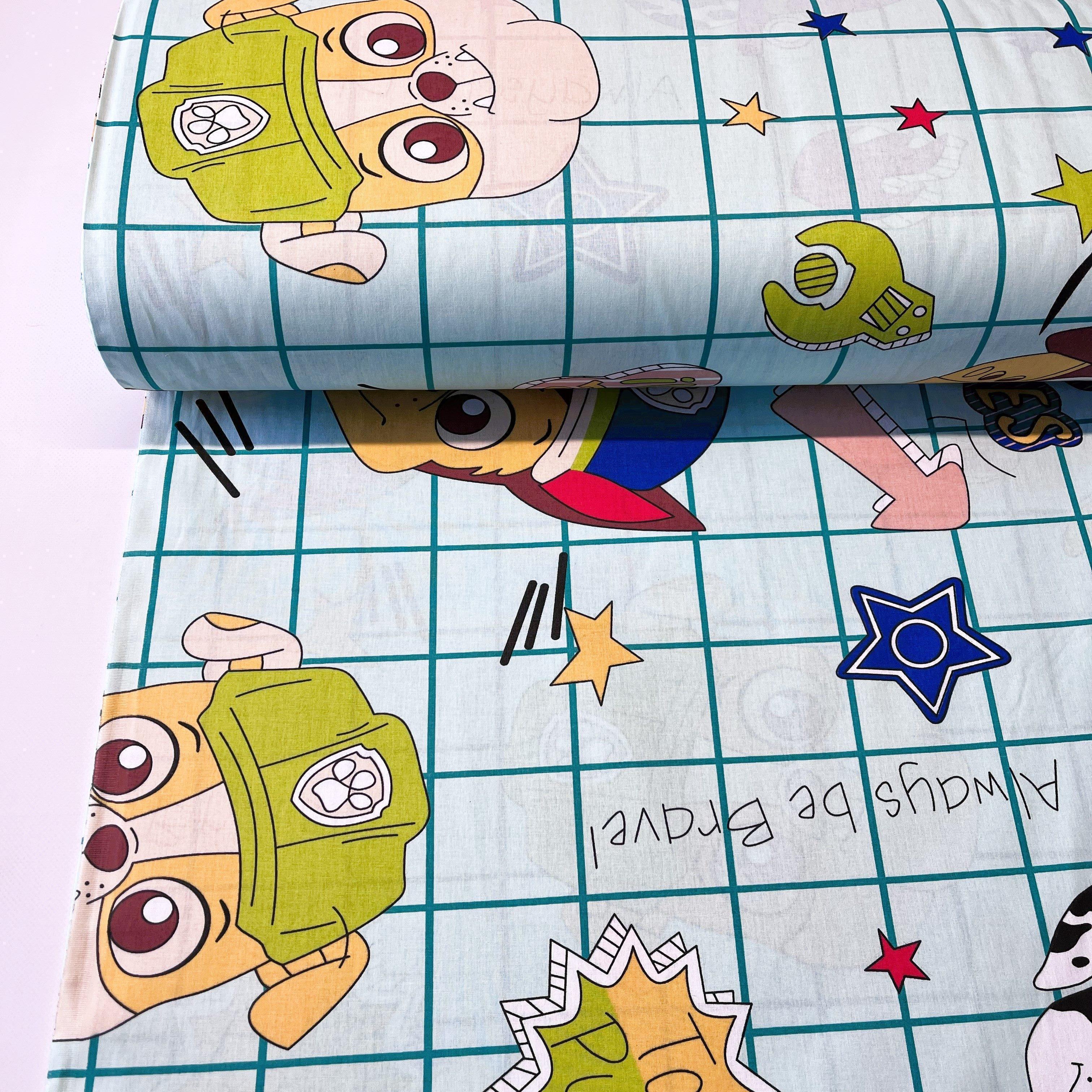 Ткань для постельного белья ранфорс собачий патруль 240 см Голубой (М10105/2)