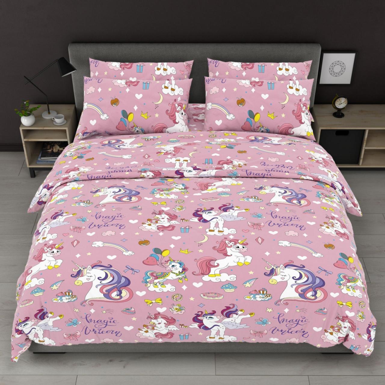 Комплект постельного белья детский Magic of Unicorn из бязи 110х140 см (GLux-411A/x110)