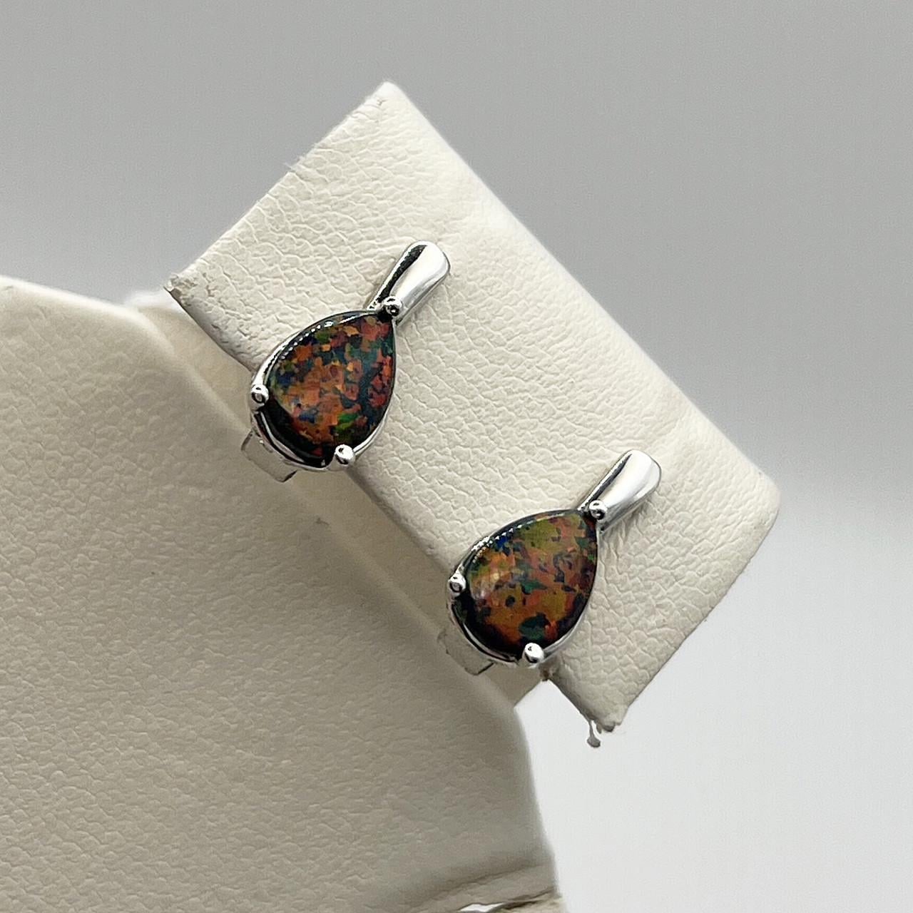 Серебряные серьги с черным опалом 3,73 г (2499508860)