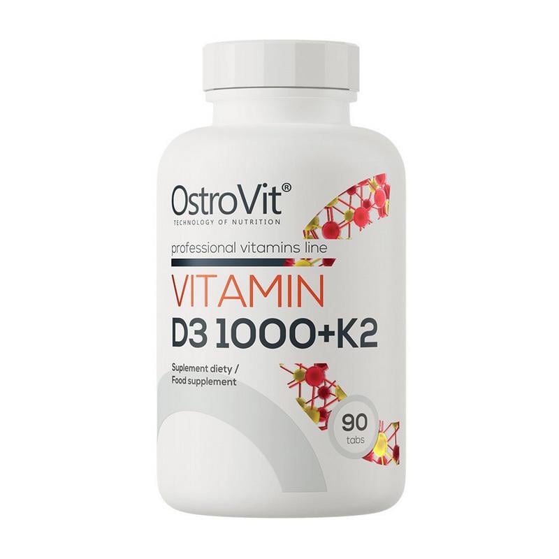 Вітамін D3 1000 МО + K2 MK-7 OstroVit Vitamin D3 1000 + K2 90 табл.