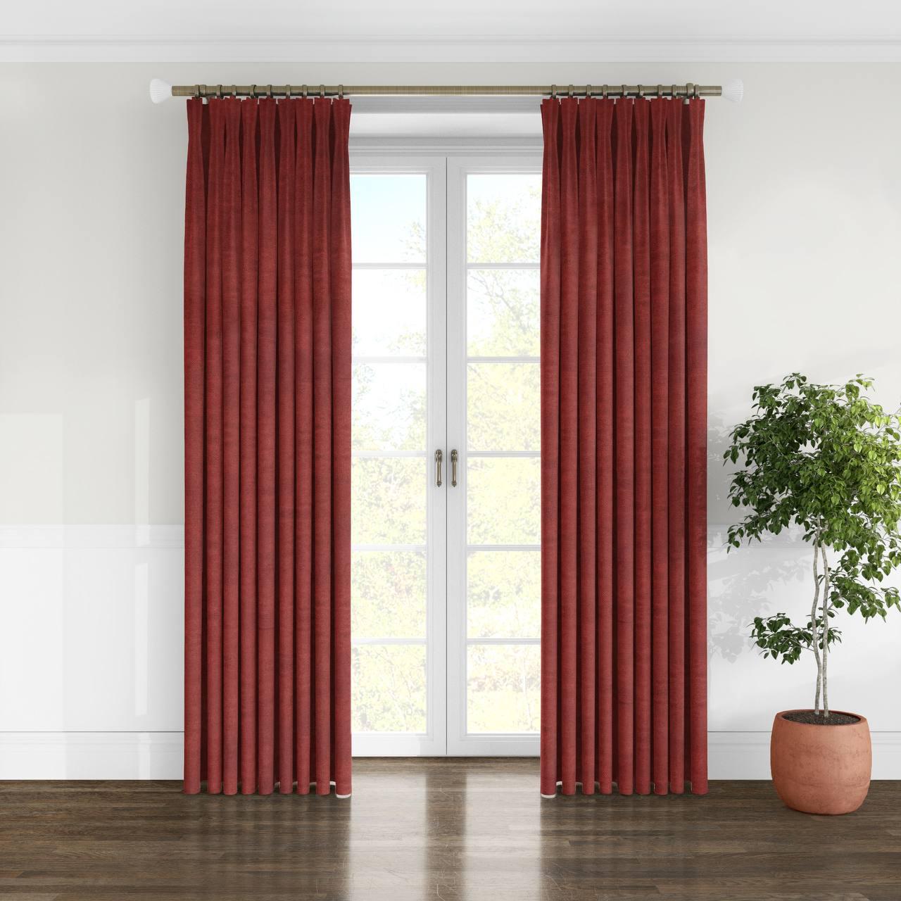 Штора микровелюр на тесьме 6 см 250х280 см Темно-терракотовый