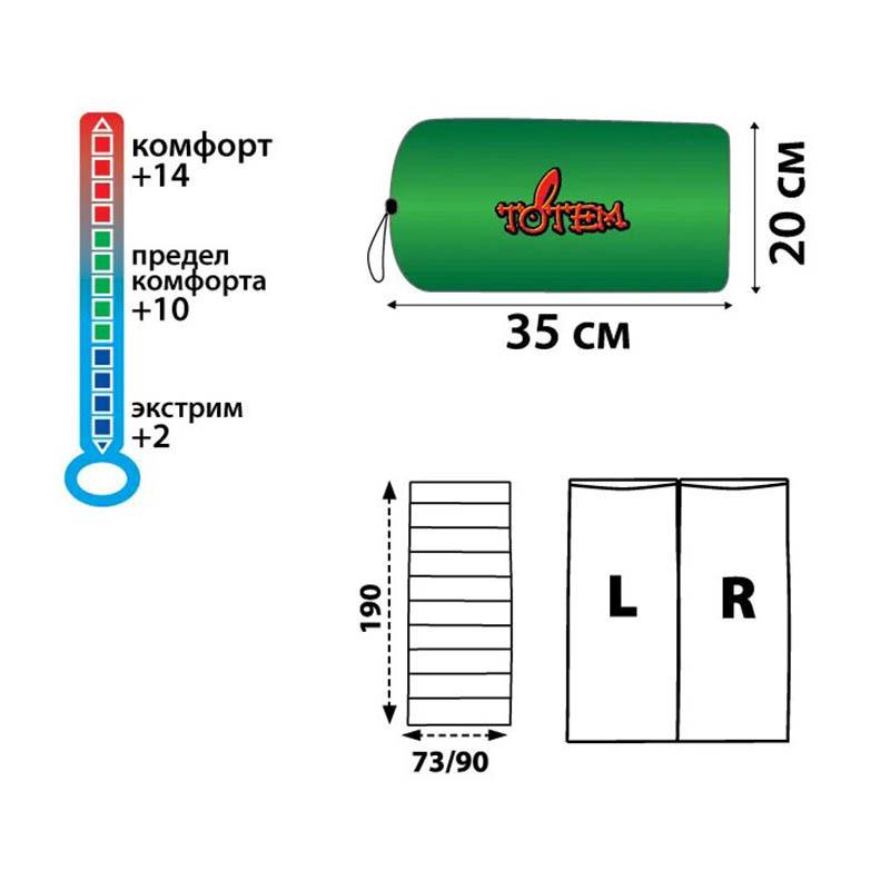 Спальный мешок Totem Woodcock XXL левый 190х90 см Olive (UTTS-002-L) - фото 2