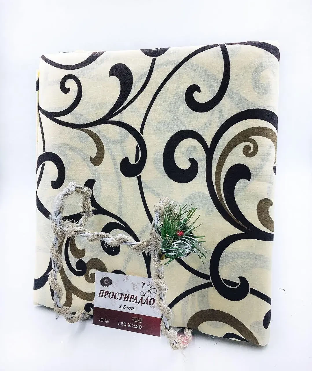 Простынь из бязи Молочный вензель 180х220 см (5400m/1.8) Простынь из бязи Молочный вензель 180х220 см (5400m/1.8)