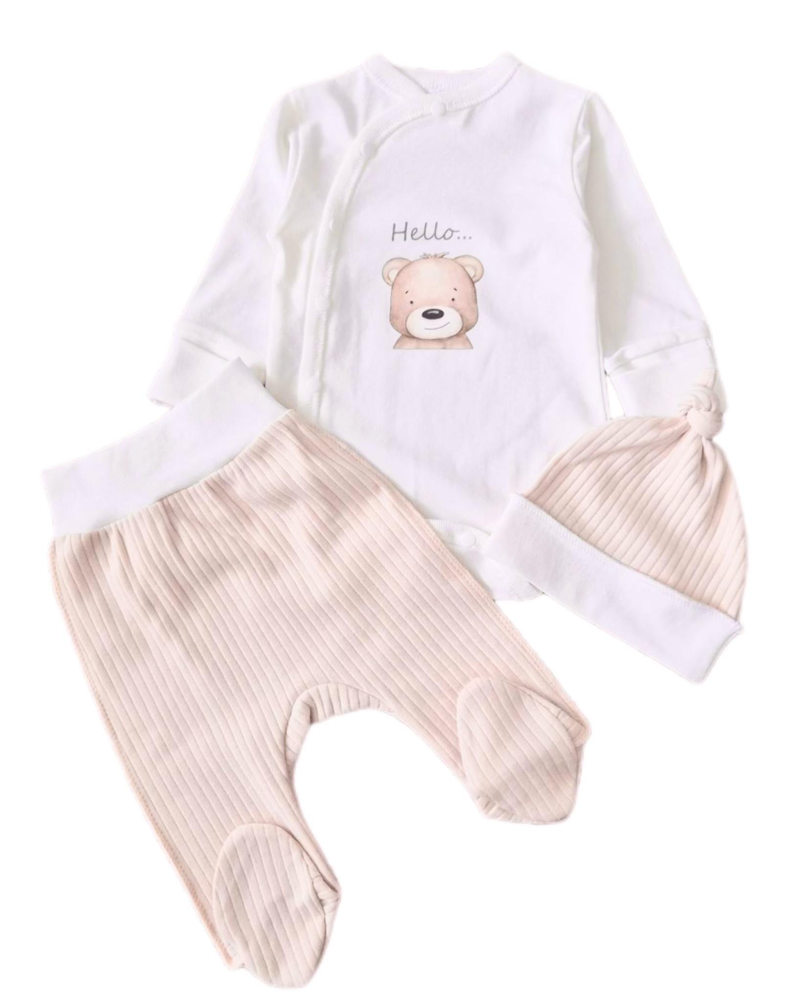 Комплект RoyalBaby Hello с мишкой интерлок р. 62 3 шт. Бежево-Молочный (143783-19248)