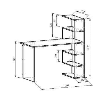 Письмовий стіл Open shelf ЛДСП 1200х745х550 мм Сірий - фото 2