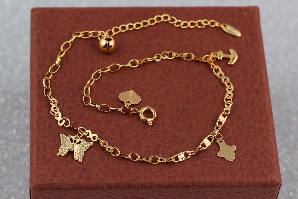 Браслет на ногу Xuping Jewelry Бабочка цепи 5 см 23 см 3 мм Золотистый