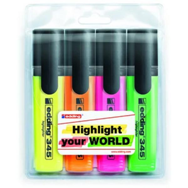 Маркер Edding Highlighter e-345 набір 4 шт. (блістер PVC) (e-345/4/SE)