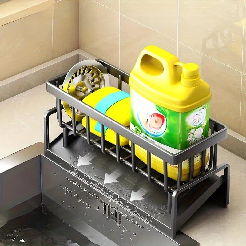 Органайзер для кухонной мойки с поддоном для стека пластиковый с вешалкой для салфеток и тряпок 23x9x11 см Черный (D-0126) - фото 2 Органайзер для кухонной мойки с поддоном для стека пластиковый с вешалкой для салфеток и тряпок 23x9x11 см Черный (D-0126) - фото 2