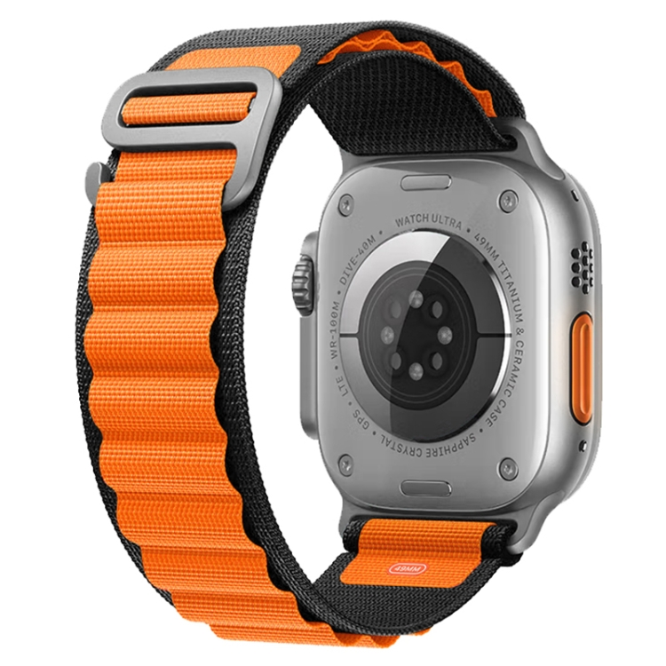Ремінець тканинний Alpine Loop для Apple Watch 42/44/45/49 мм series Ultra/SE/8/7/6/5/4/3/2/1 Black/Orange (212-00513)