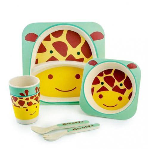 Набор детской бамбуковой посуды Stenson MH-2770-1 Жираф 5 пр. (542628)