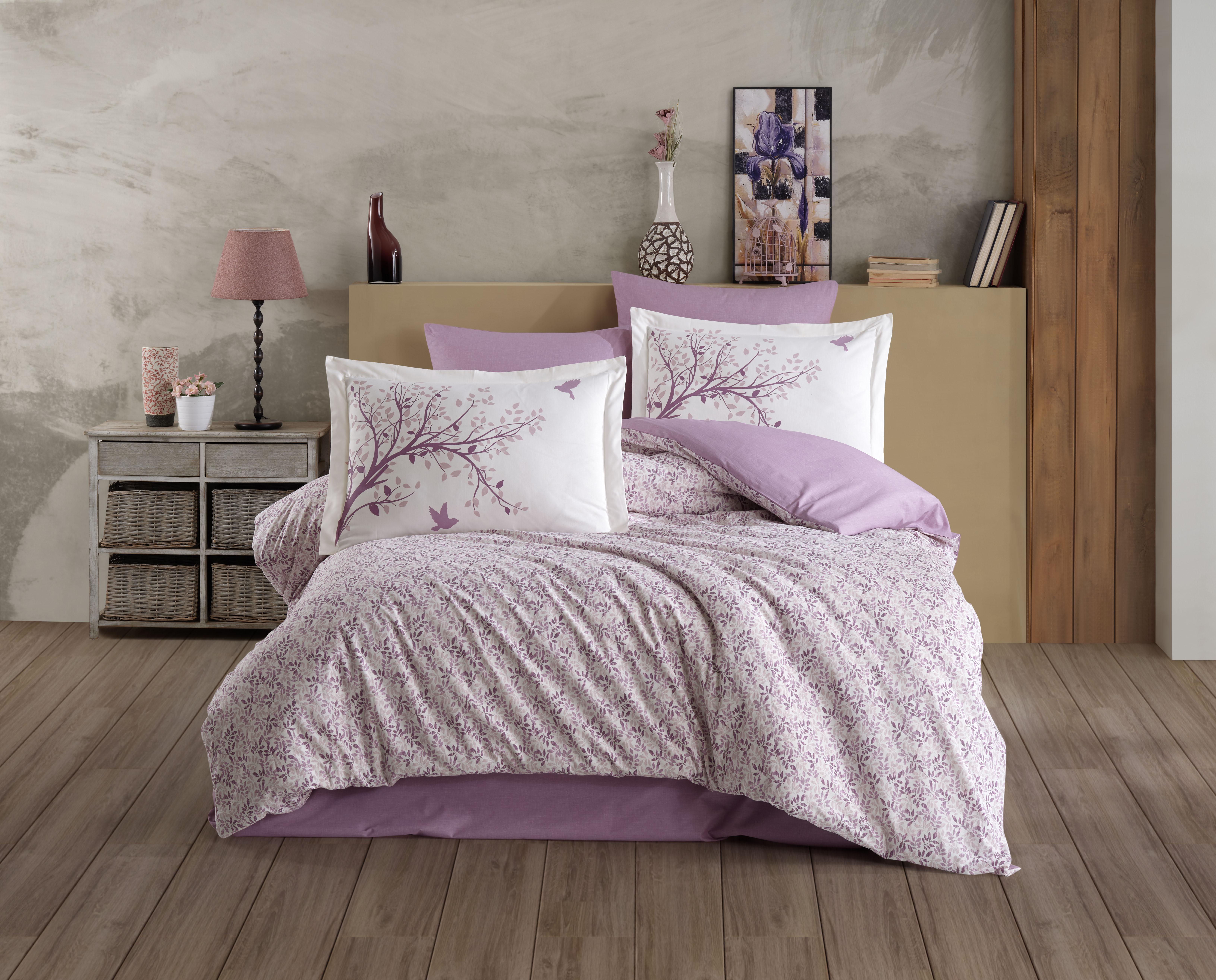 Комплект постельного белья Hobby Poplin Arianna 200х220/50х70 см 2 шт. Сиреневый
