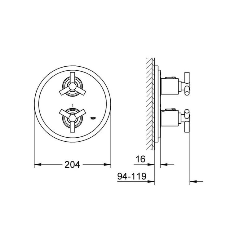 Термостат верхньої монтажної частини Grohe Atrio (19394000) - фото 2