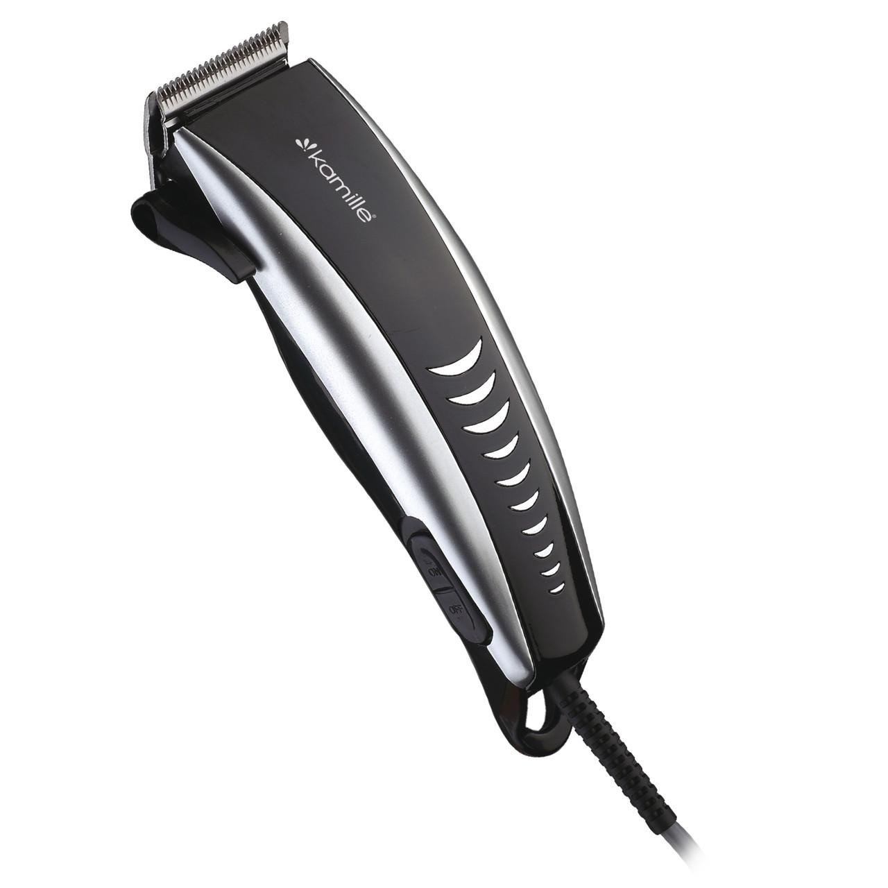 Машинка электрическая для стрижки волос Kamille 6802 проводная 240 W с 4-мя насадками Черно-серый (124-84-6802)