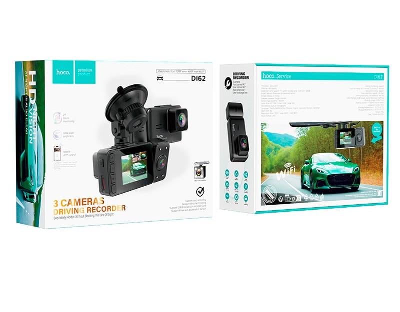 Відеореєстратор Hoco DI62 авто Wi-Fi 480p/720p трикамерний кут огляду 145° Чорний (635265) - фото 7 Відеореєстратор Hoco DI62 авто Wi-Fi 480p/720p трикамерний кут огляду 145° Чорний (635265) - фото 7