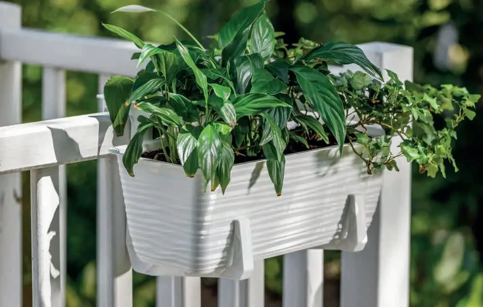 Балконный ящик для цветов Form-Plastic Сахара с подставкой 7,44 л 17х14х50 см Белый