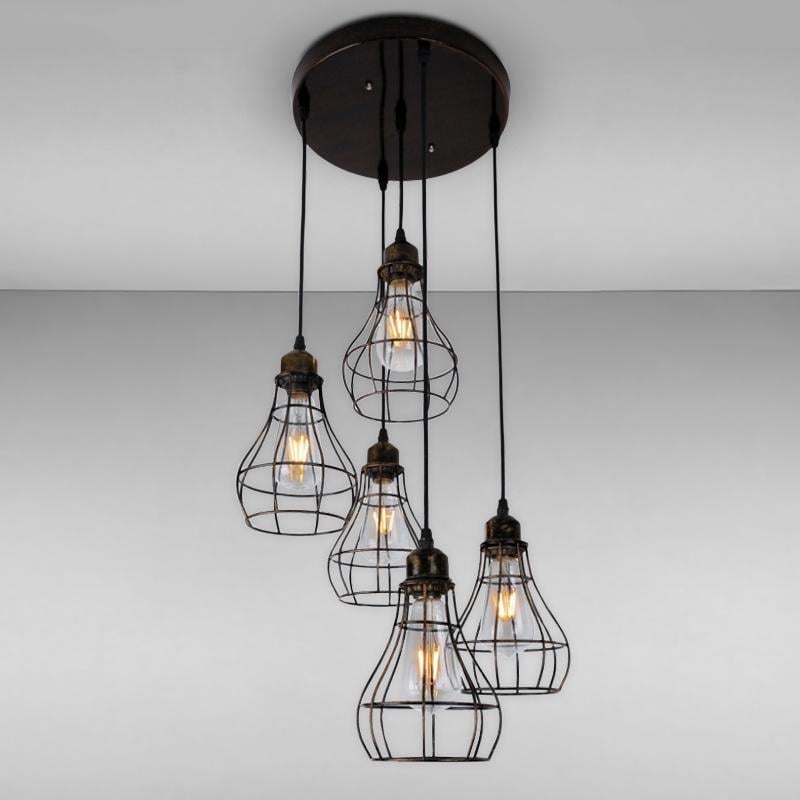 Люстра подвесная Light House LS-11841/5 BK+BR на пять ламп Черный / Бронза