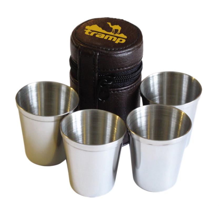 Стопки Tramp TRC-076 в кожаном чехле 175 мл 4 шт. Metallic (113605)