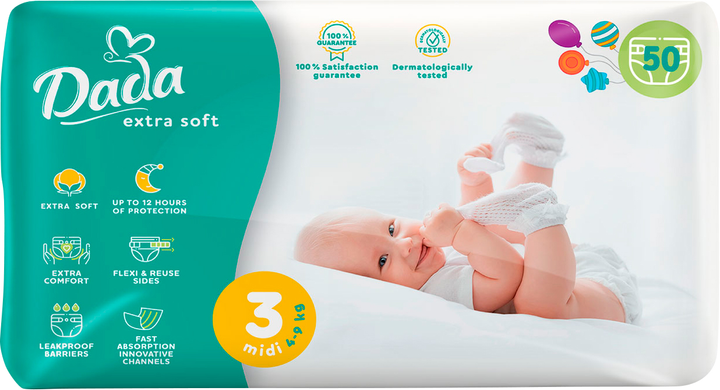 Підгузки дитячі Dada Extra Soft Midi р. 3 4-9 кг 50 шт. (2291675580)
