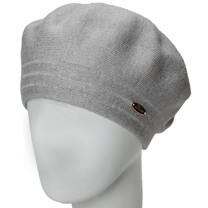 Берет женский Novita Шер из вискозной пряжи двойной L р. 57-58 Серый (163830)